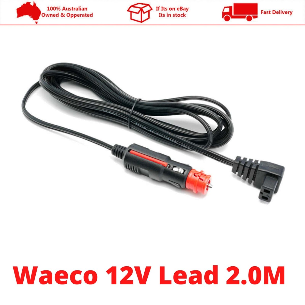 Waeco Kings Fridge Power Lead Cable Merits/Cigarette Lighter Plug 12V 2M  Angle