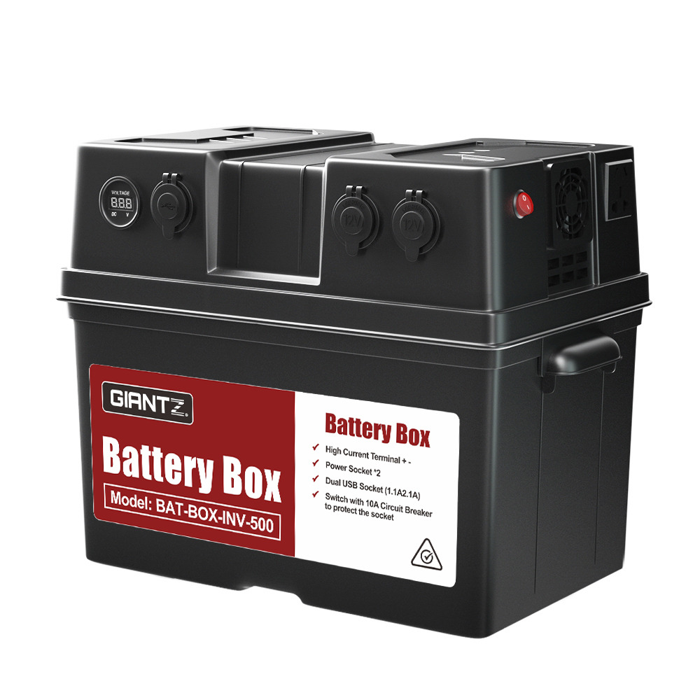 Giantz Battery Box 500W Inverter Deep Cycle Battery Portable Caravan