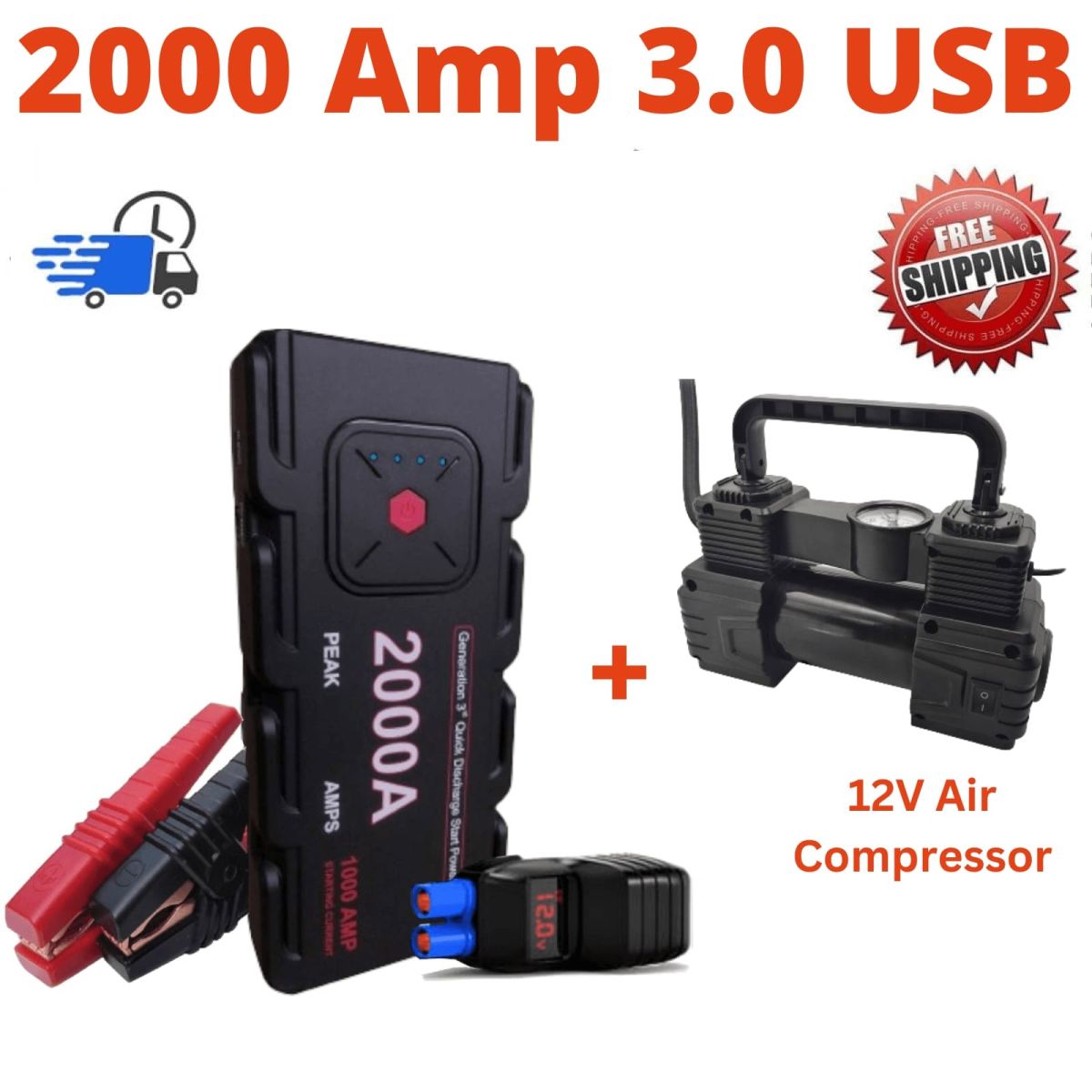 2000a jump starter, jump starter compressor, portable car jump starter