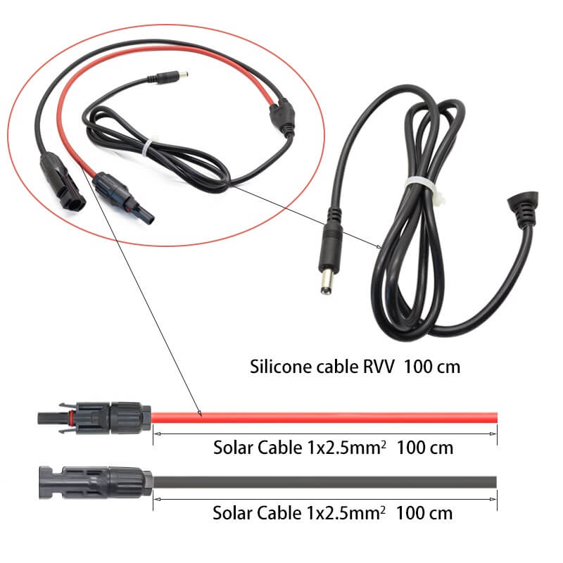 power station solar cord, solar adapter plugs, solar panel adapter kit