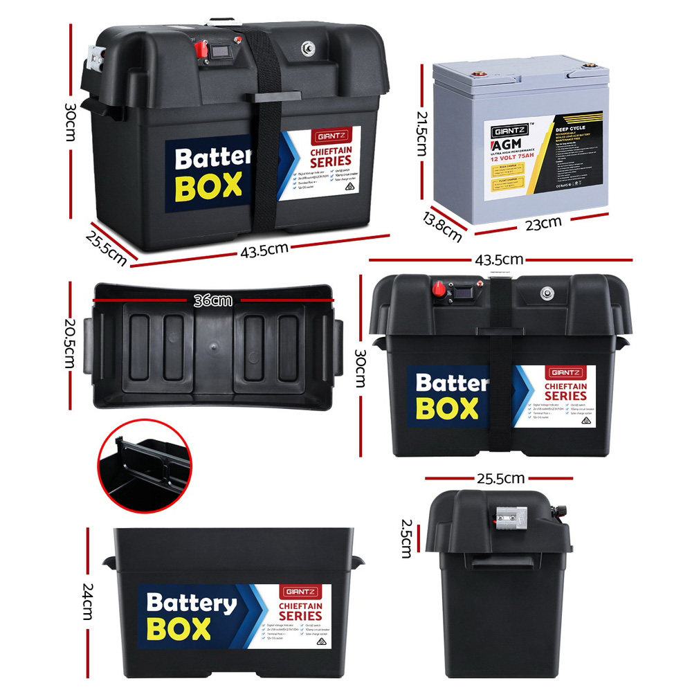 Portable 12V deep cycle battery with Battery Box