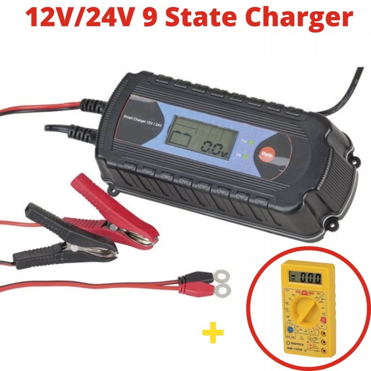 Smart battery charger, 9 State Charger, 12V/24V Battery charger