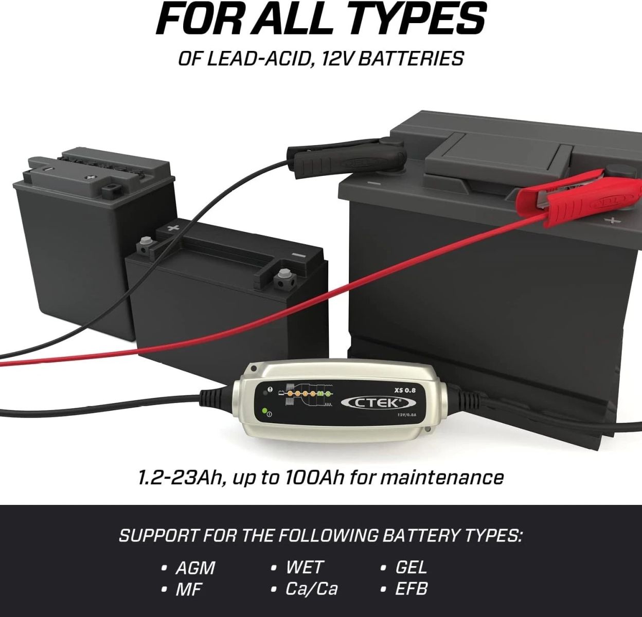 ctek charger, ctek charger stages, ctek xs 0.8