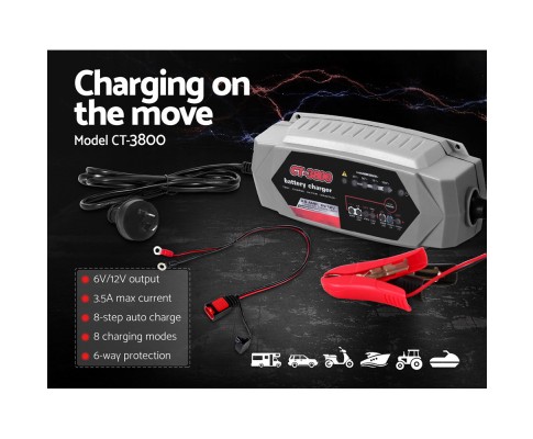 Smart Battery Charger, 8 state charger, 6v 12v battery charger