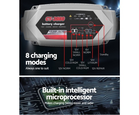 Smart Battery Charger, 8 state charger, 6v 12v battery charger