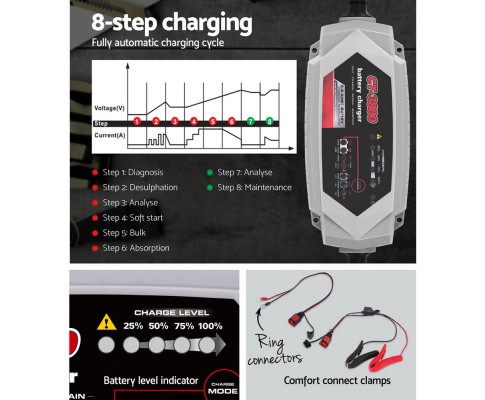 Smart Battery Charger, 8 state charger, 6v 12v battery charger