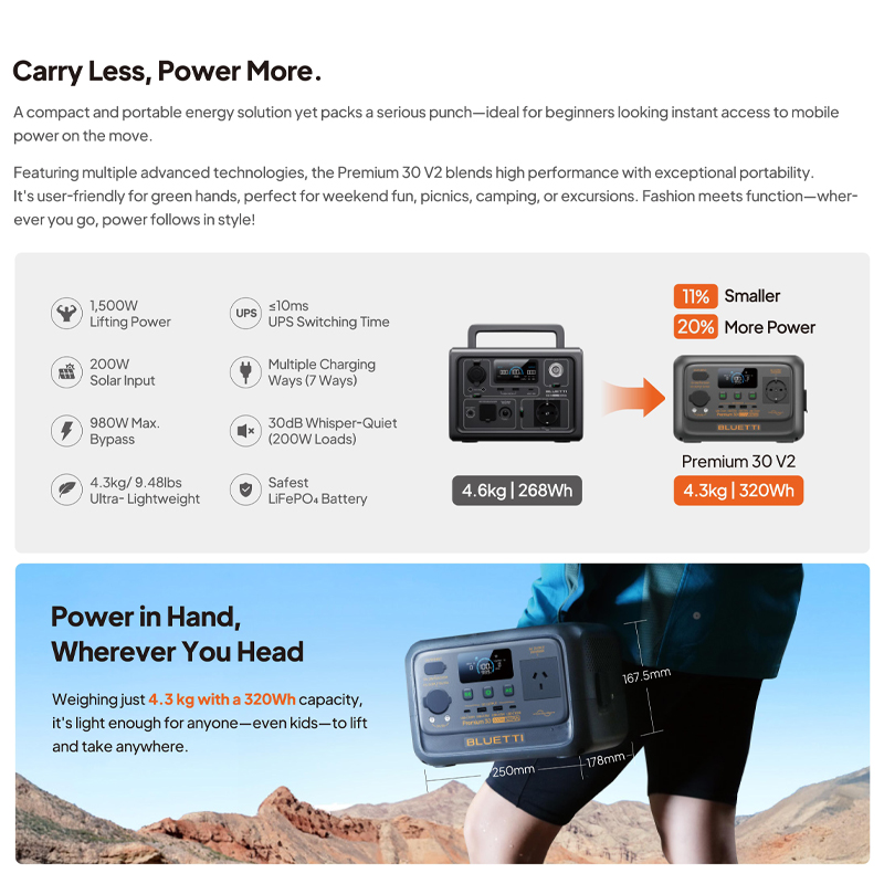 bluetti premium 30 v2, bluetti 600w power station, camping power station
