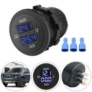 12V 24V AUX LED Dual Voltmeter Voltage Gauge Battery Monitor Panel Car Boat RV