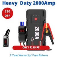 Car Jump Starter Power Bank 2000A Portable 12V Car Battery Booster Charger 4WD