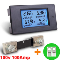 LCD Voltage Current Monitor 100A DC 100V Volt Amp Power 12V To 96V Battery Solar