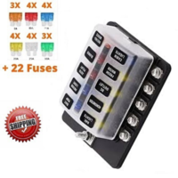 10 Way Blade Fuse Box Block Holder LED Indicator Light Kit for 12-24V Car Marine