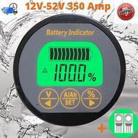 Battery Capacity Monitor DC 12V-96V-350A SOC Volt Amp Ah Indicator Shunt tester