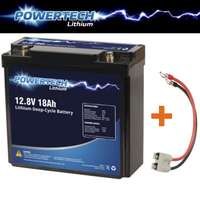 12V Battery Lithium Deep Cycle LiFePO4 18Ah BMS 230Wh Marine Sealed Power + Lead