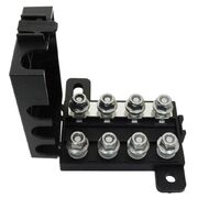 OZGO+ 4 Way Midi Fuse Holder 220A Max Continuous Includes 4 Way Busbar 8 Lugs Dual Battery Setups  6mm Studs up to 58VDC; Hinged protective cover